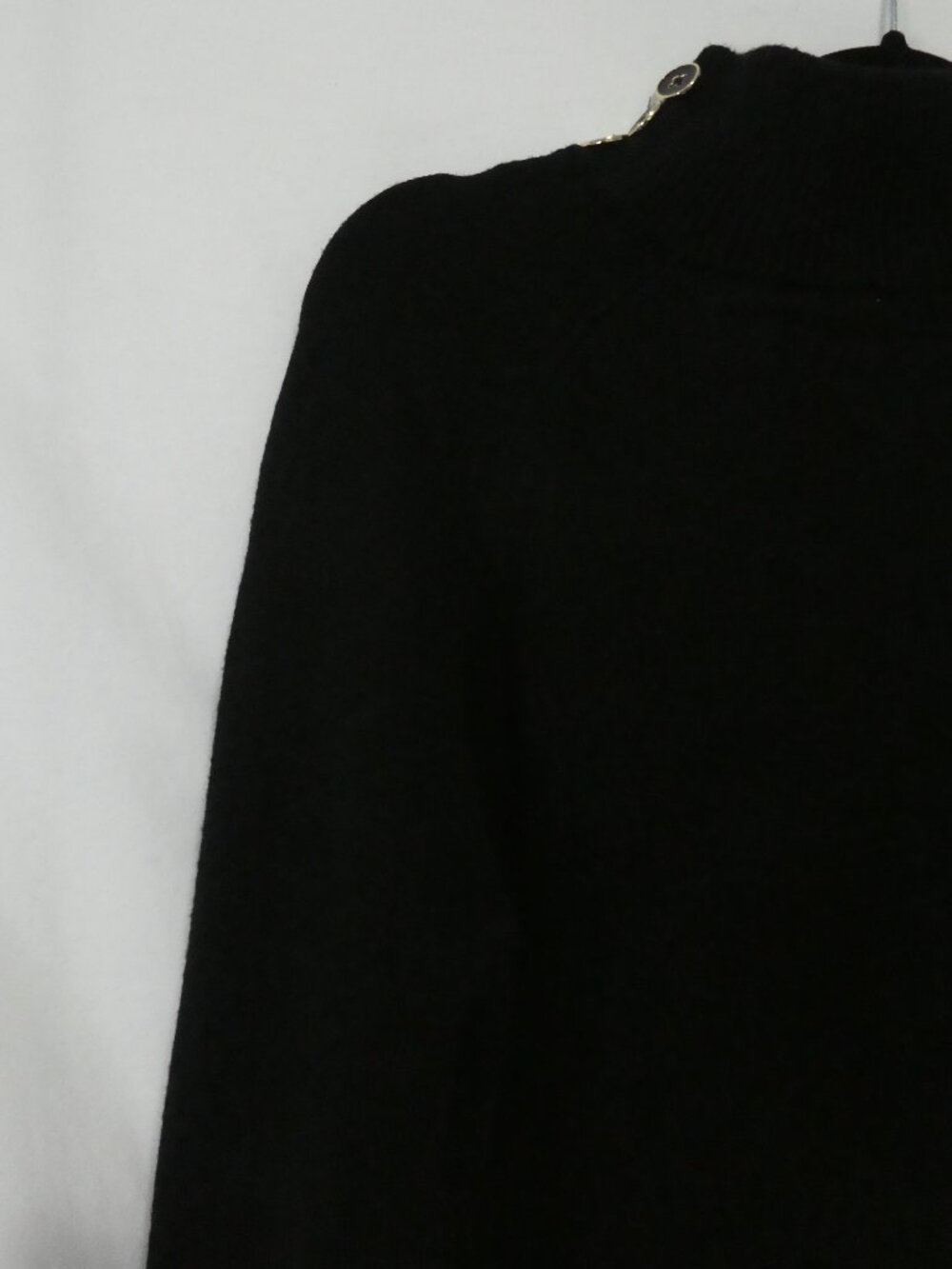 TRISTAN Long Mock Neck Sweater Dress Button Detail - Black and White - Medium - Picture 10 of 16
